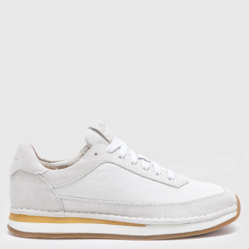 CLARKS - Zapatilla Urbana Mujer Cuero Blanca Clarks