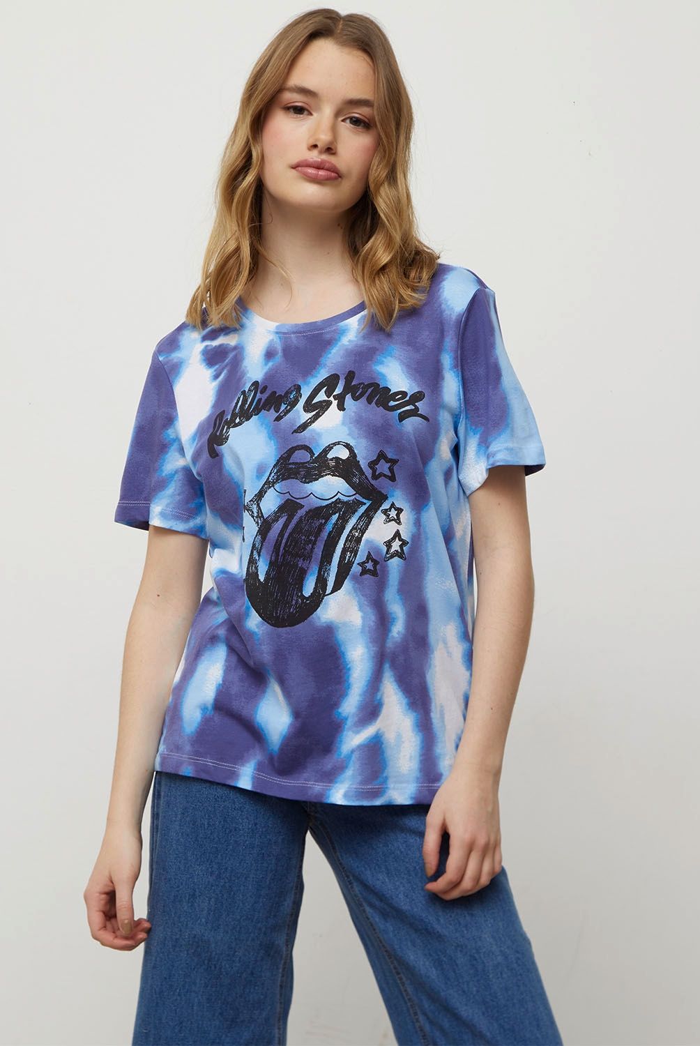 ONLY - Only Polera Rolling Stones Manga Corta Algodón Mujer