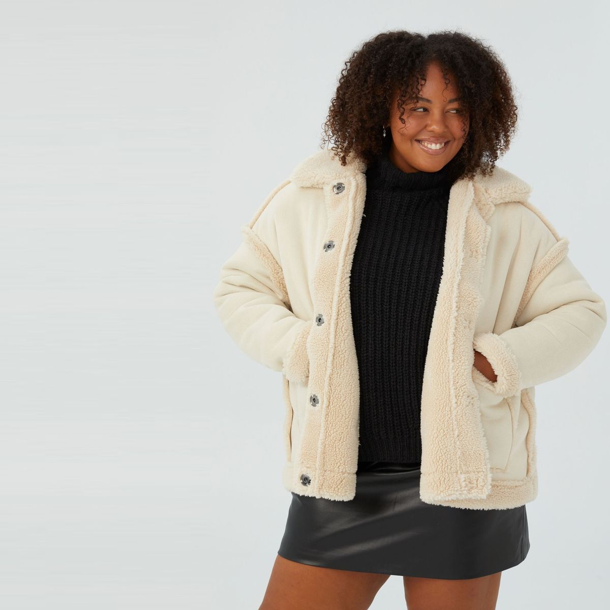 COTTON ON - Cotton On Chaqueta Teddy Reversible Curve Mujer