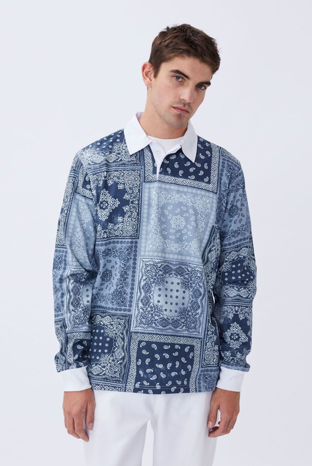 COTTON ON - Polera Manga Larga Cuello Piqué Algodón Hombre Cotton On