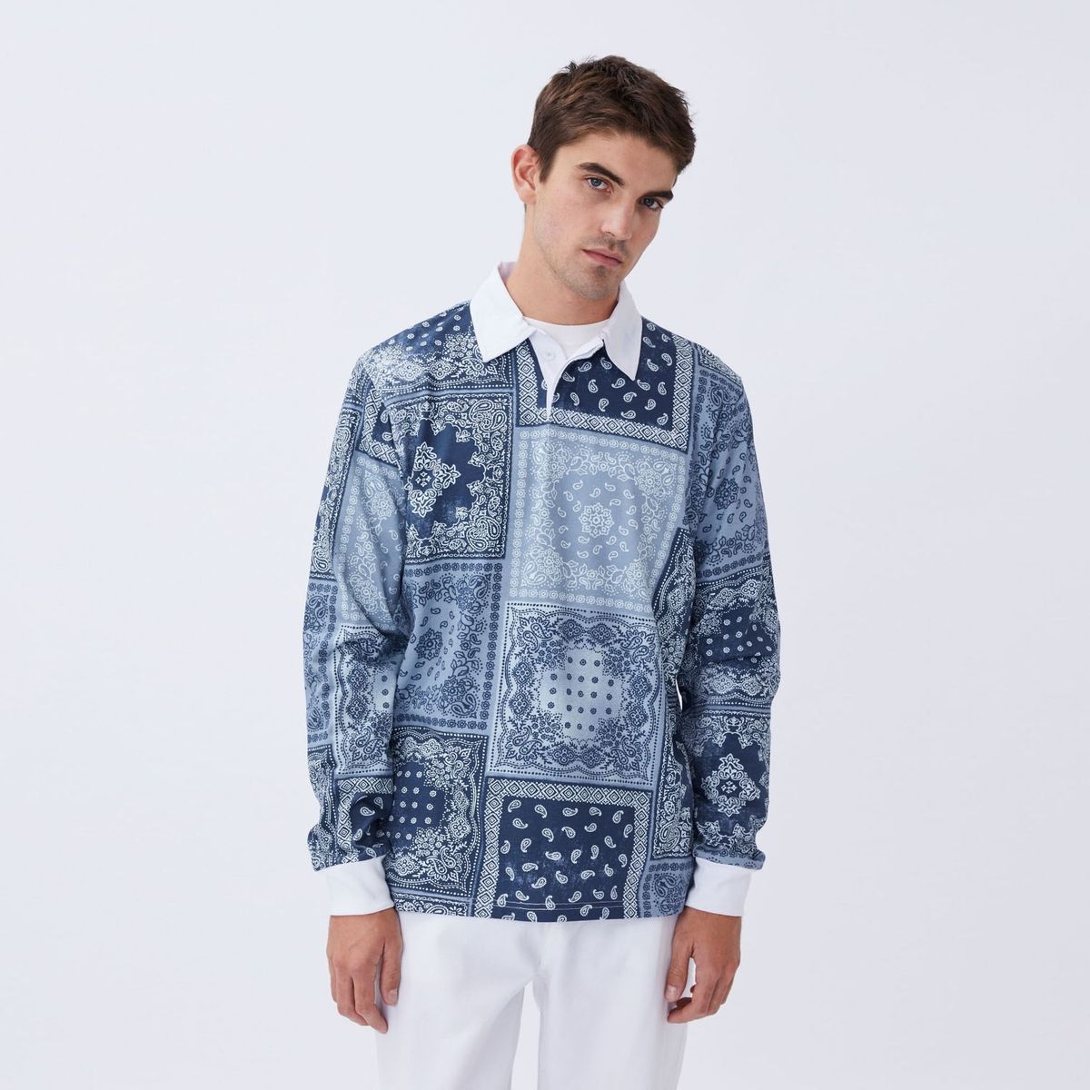 COTTON ON - Polera Manga Larga Cuello Piqué Algodón Hombre Cotton On