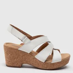 CLARKS - Sandalia Mujer Cuero Blanco