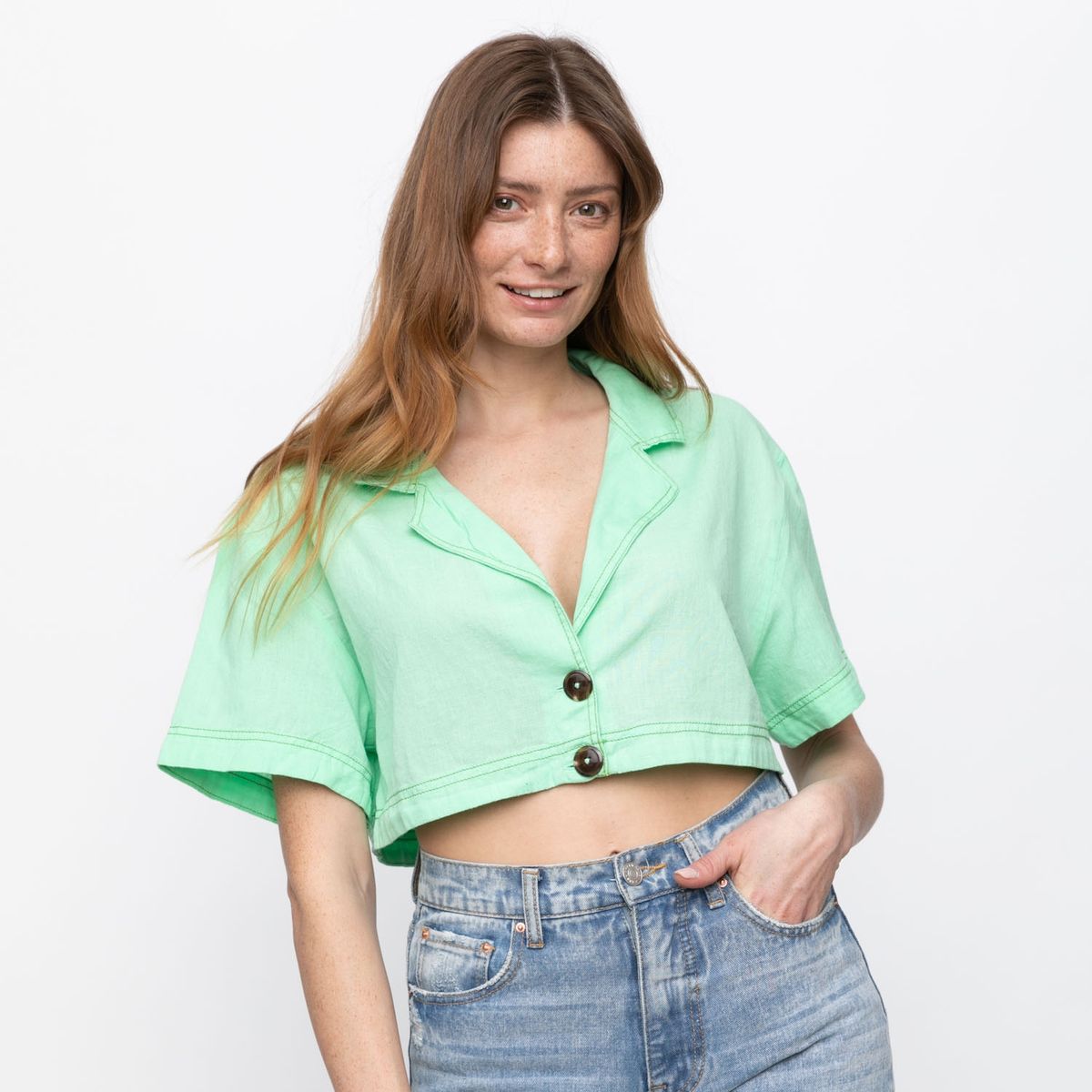 FREE PEOPLE - Blusa Corta Mujer Free People