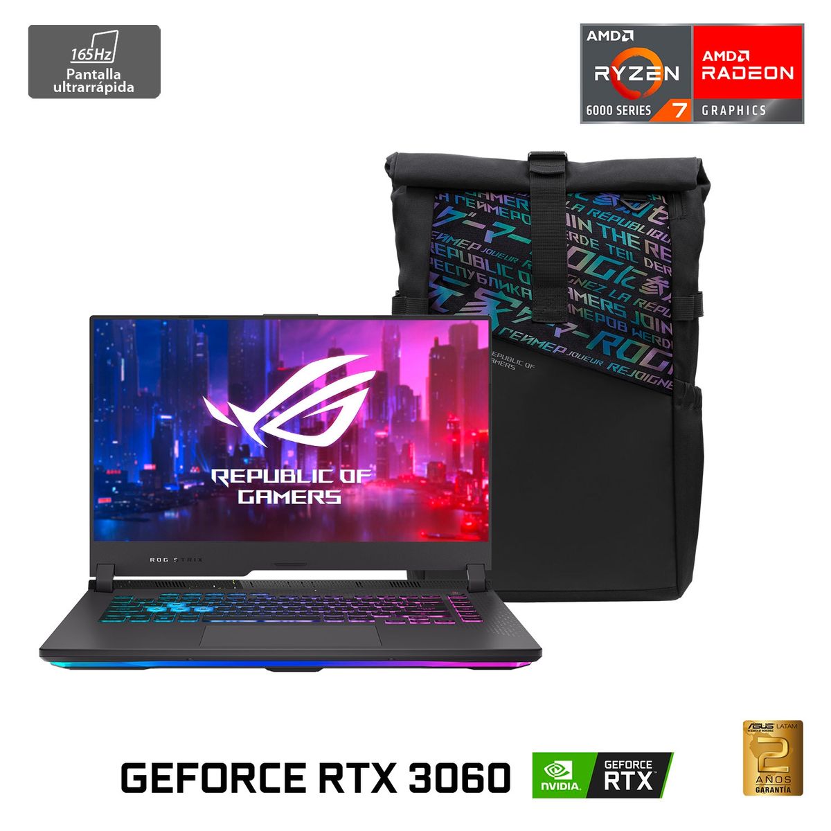 ASUS - ROG Strix G15 G513RM-HQ226W AMD Ryzen 7 NVIDIA GeForce RTX 3060 16GB RAM 512GB SSD 15.6" WQHD 165Hz