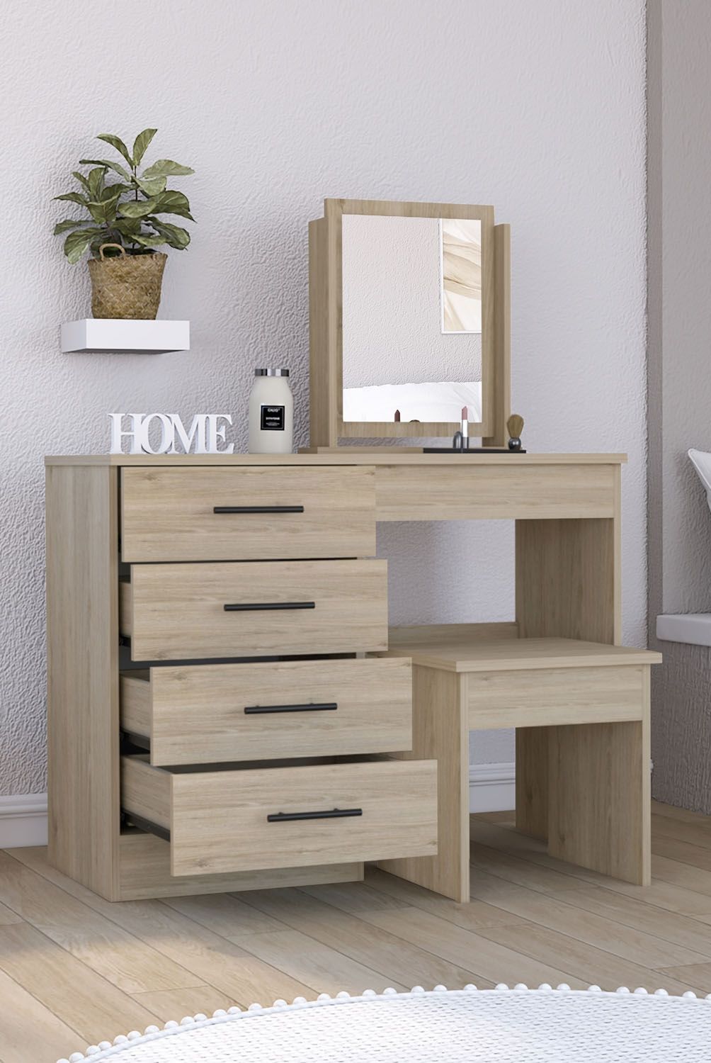 TUHOME - Mueble Tocador Kaia Rovere/Blanco Tuhome
