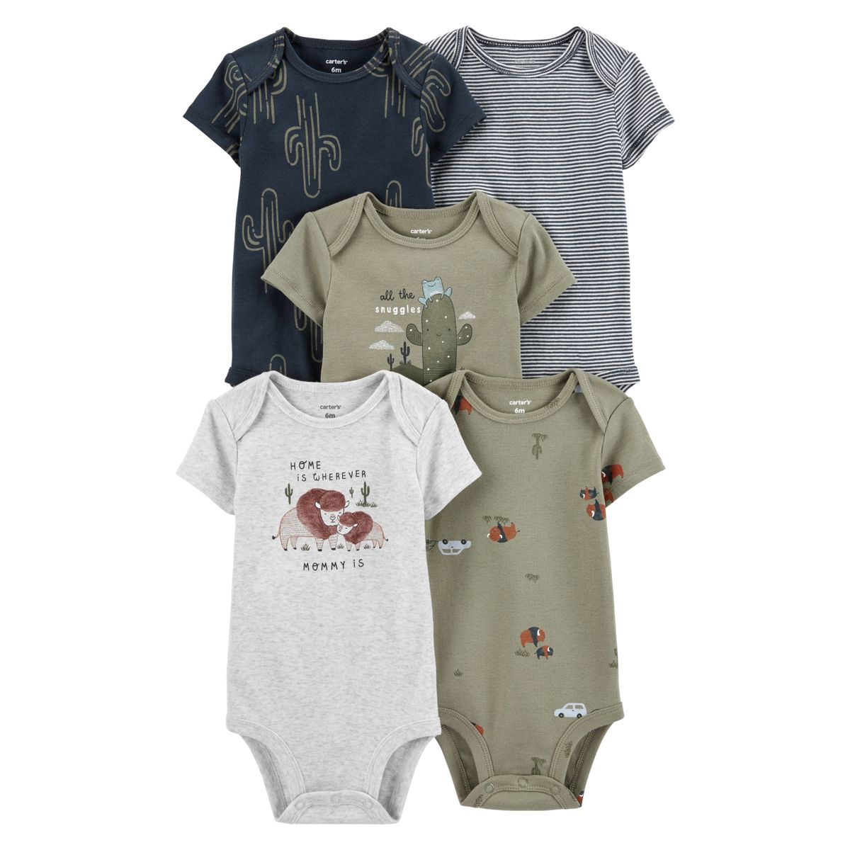 CARTER'S - Bodies Algodón Manga Corta Pack 5 Unidades Bebé Niño Carter's