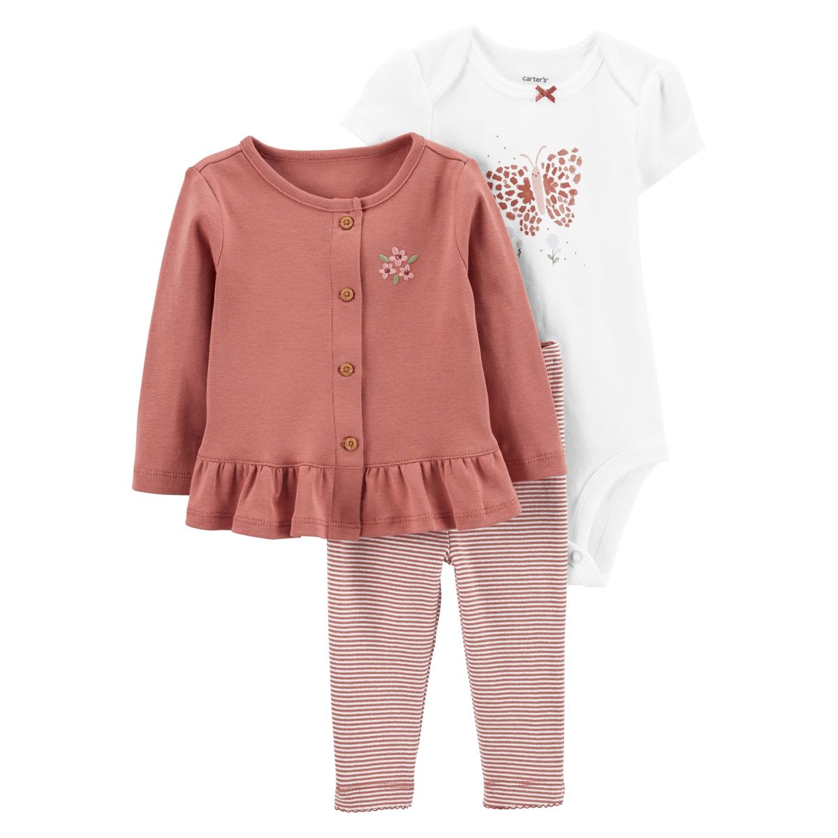 CARTER'S - Carter´s Conjunto 3 Piezas Chaleco, Calza y Body Bebé Niña