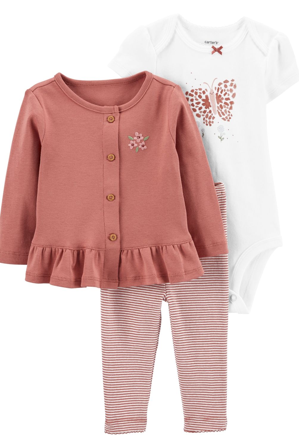 CARTER'S - Carter´s Conjunto 3 Piezas Chaleco, Calza y Body Bebé Niña