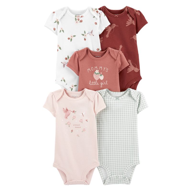 CARTER'S - Bodies Algodón Manga Corta Pack 5 Unidades Bebé Niña Carter's