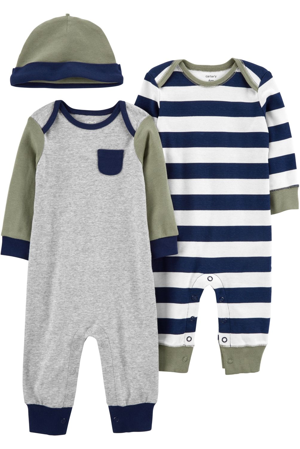 CARTER'S - Conjunto 3 Piezas 2 Enteritos y Gorro Bebé Niño Carter's