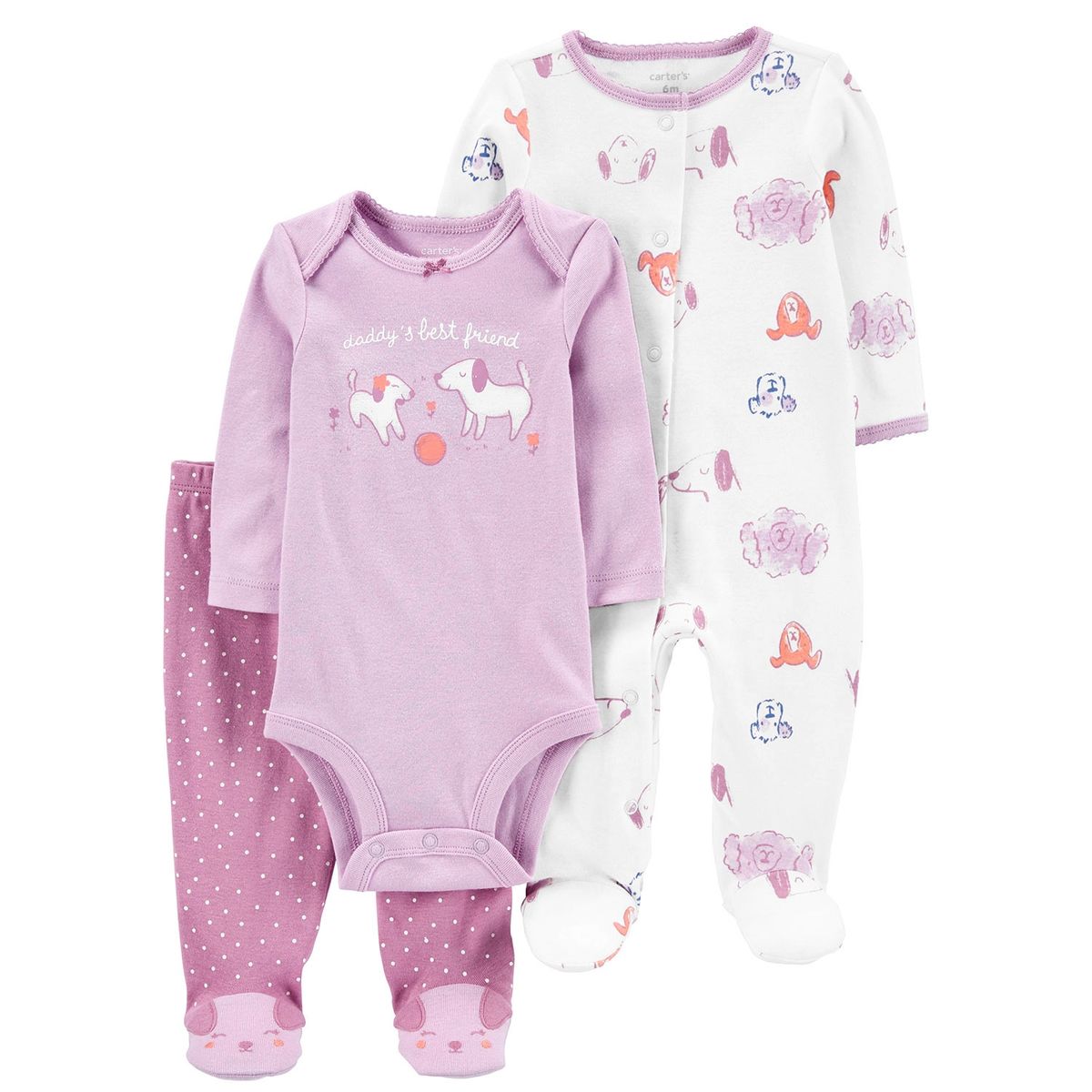 CARTER'S - Conjunto 3 Piezas Pijama. Body Y Patitas Bebé Niña Carter's