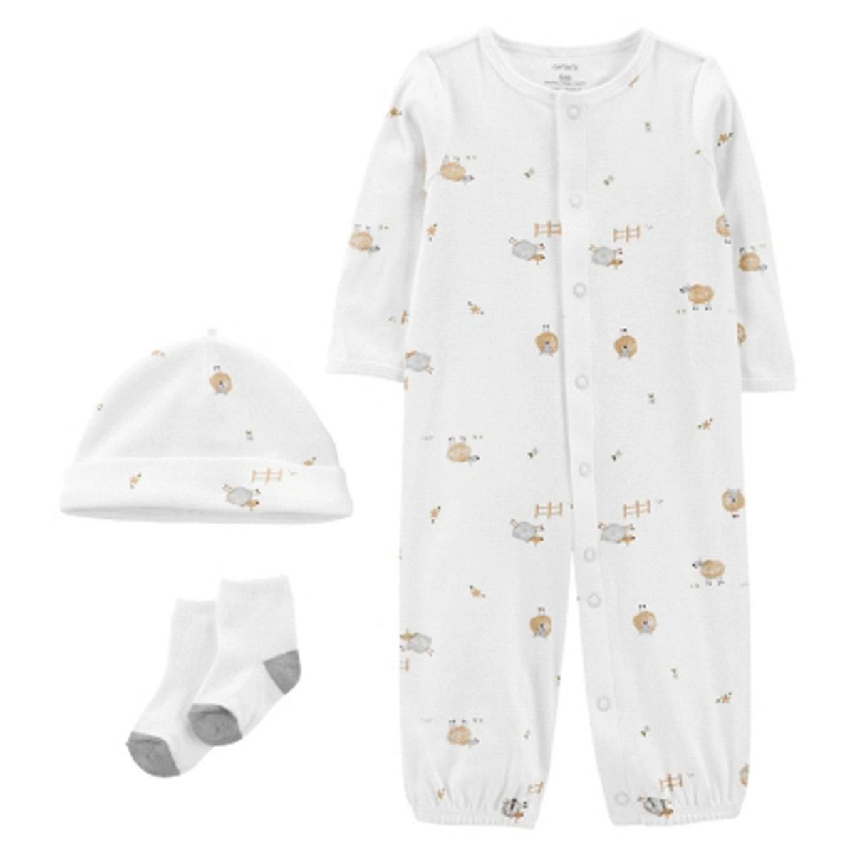 CARTER'S - Conjunto 3 Piezas Enterito Algodón Convertible, Calcetines Y Gorro Unisex Bebé Carter's