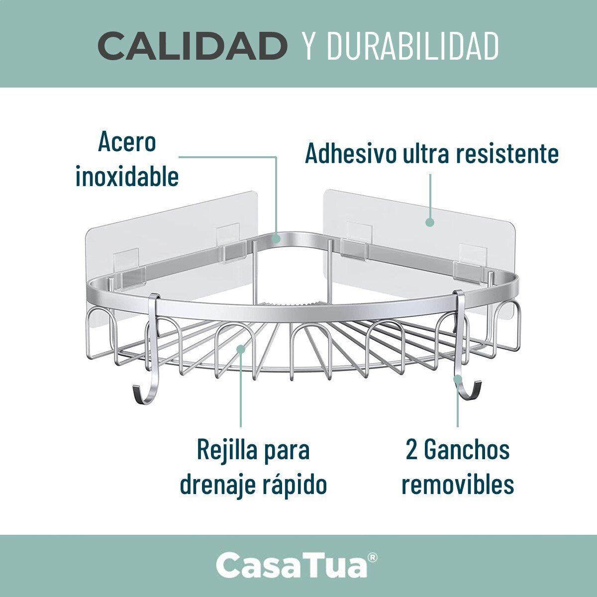CASATUA - Esquinero Organizador Ducha Baño Set 2 Inoxidable
