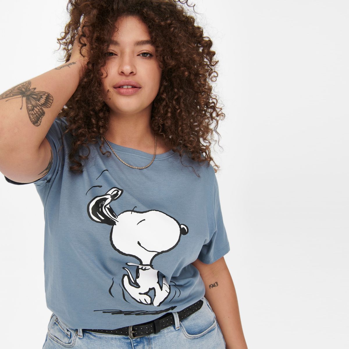 ONLY - Only Polera Estampada Snoopy Manga Corta Algodón Mujer