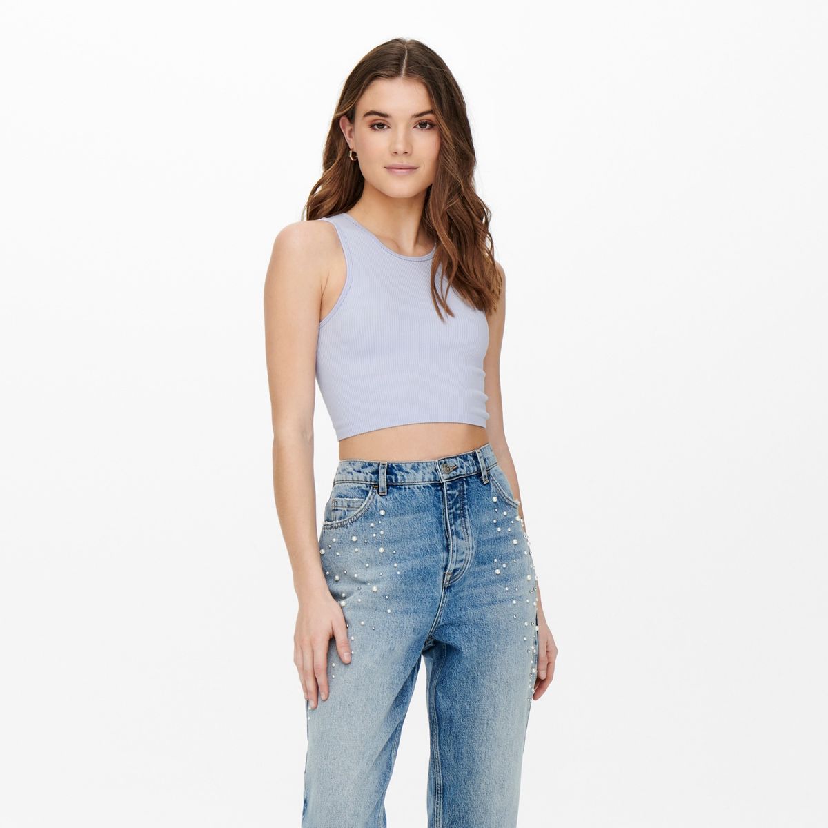 ONLY - Polera Lisa Sin Manga Algodón Mujer Only