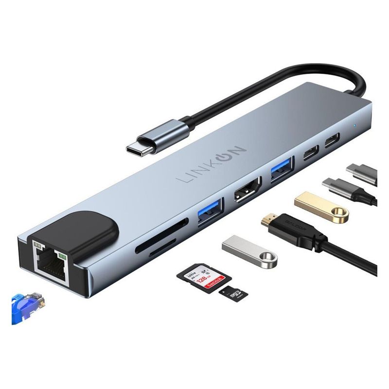 LINKON - Hub Adaptador Usb C 8 en 1 Linkon Mac Macbook Wind