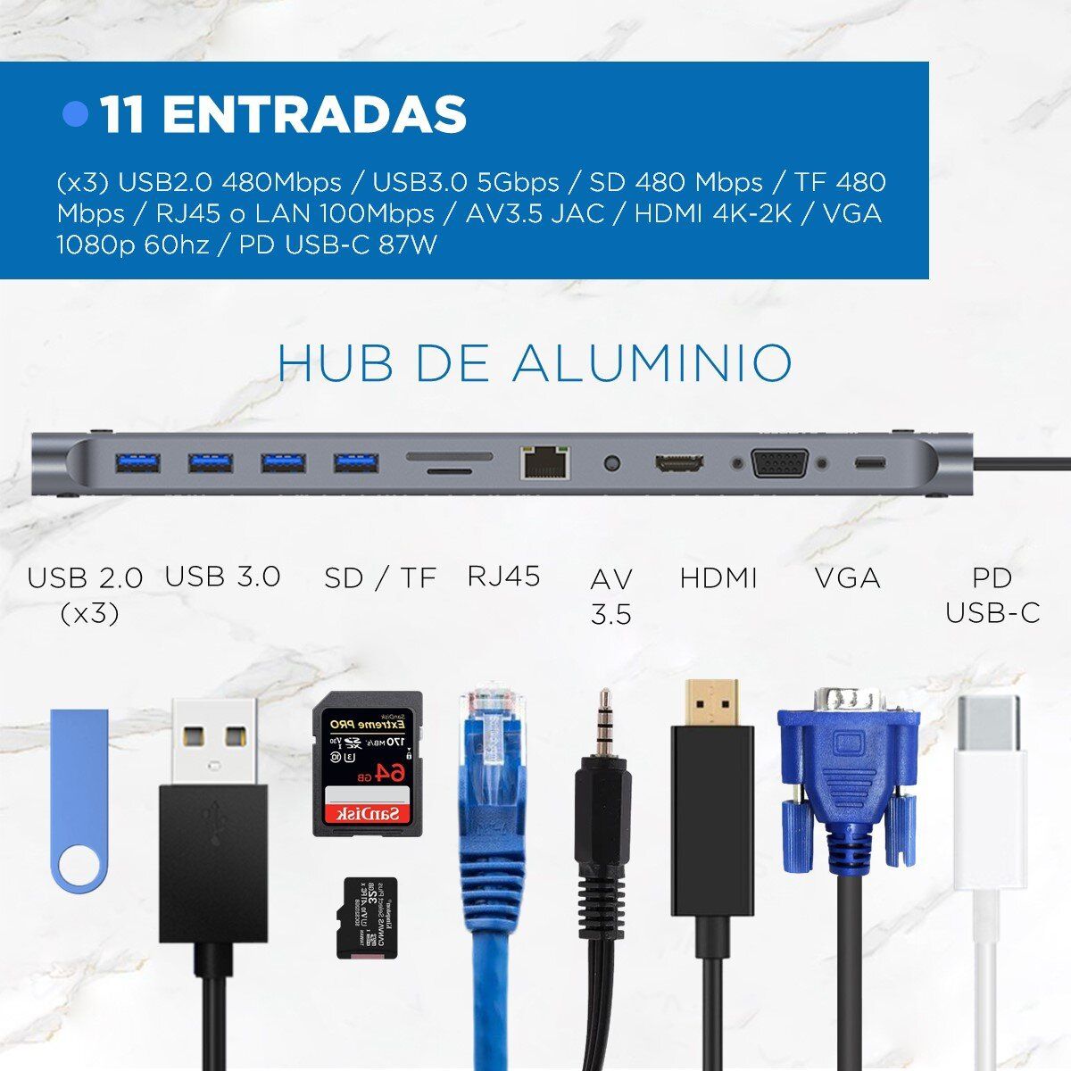 LINKON - Hub Adaptador Usb C 11 en 1 Linkon Mac Macbookwind