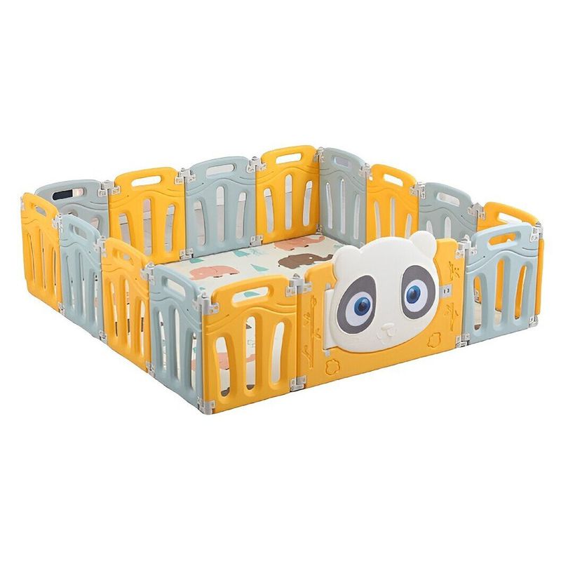 GENERICO - Corral Plegable para Bebe Panda 14+1 Mas Alfombra