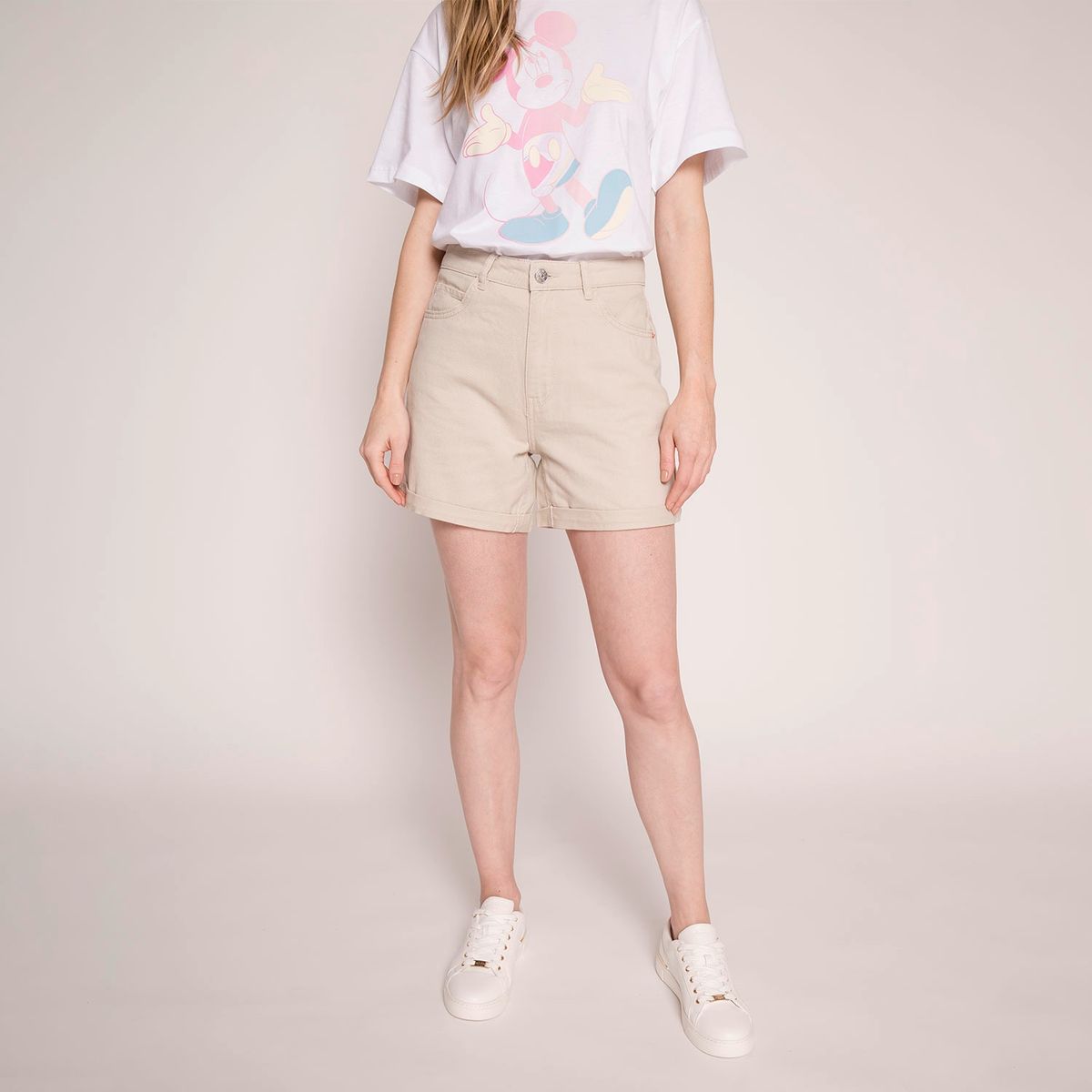 ONLY - Short Tiro Alto Algodón Mujer Only