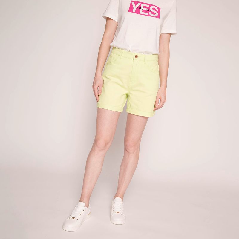 ONLY - Short Tiro Alto Algodón Mujer Only