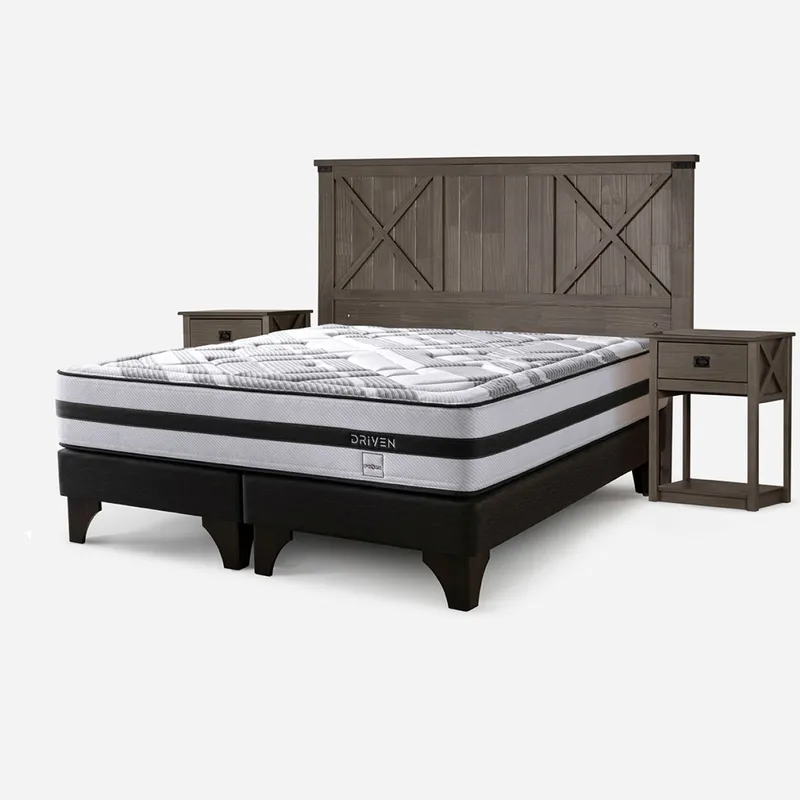ROSEN - Cama Europea Driven 2 Plazas + Muebles Ray Rosen