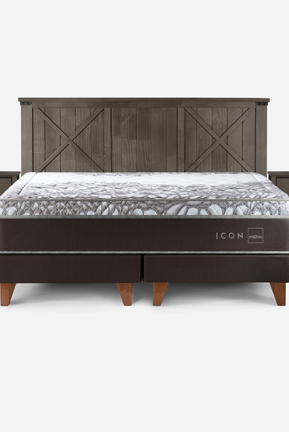 ROSEN - Cama Europea Icon 2 Plazas + Muebles Ray Rosen
