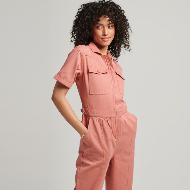 SUPERDRY - Superdry Mono De Manga Corta En Sarga Con Logotipo Vintage Logo Mujer