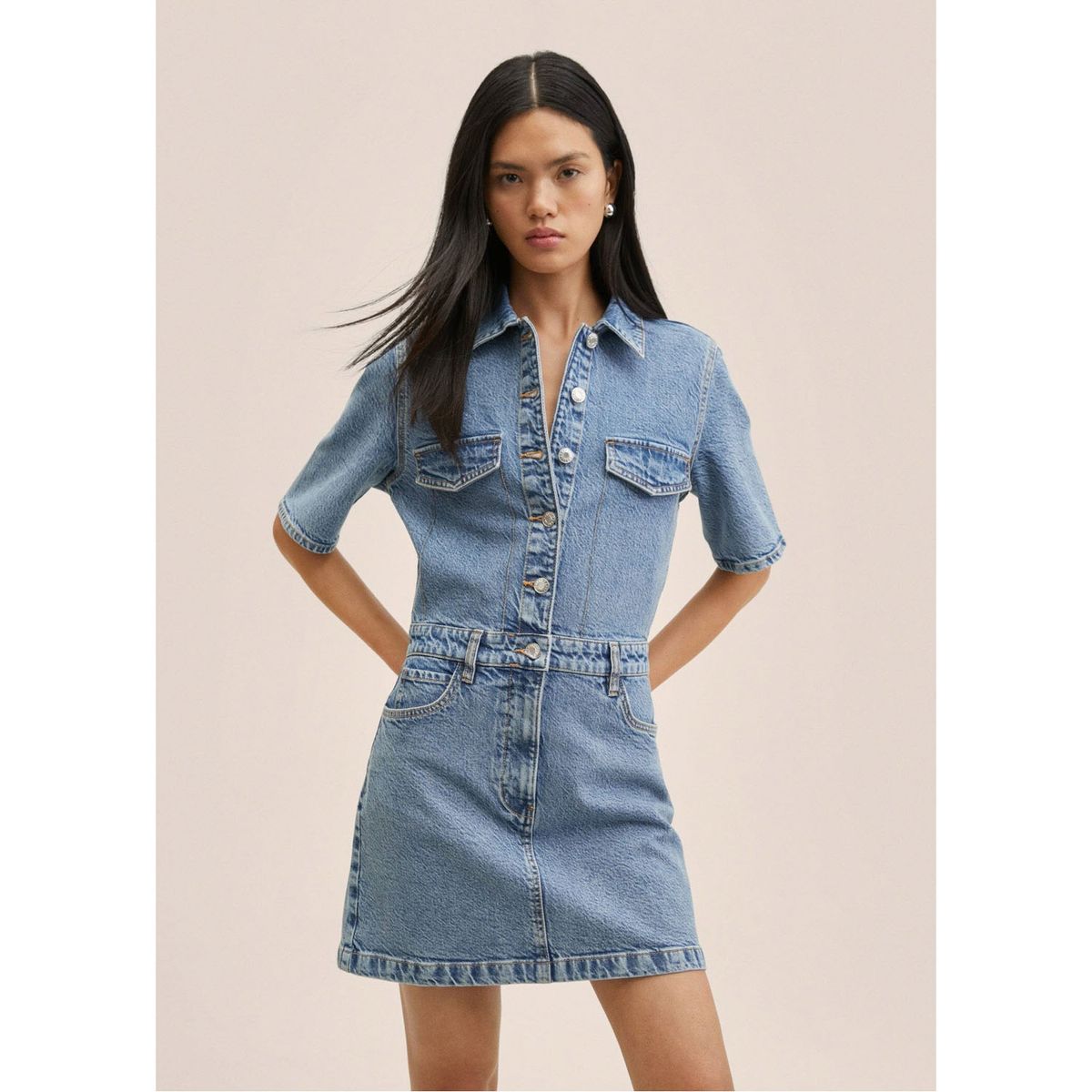 MANGO - Mango Vestido Camisero Denim Mom80 Mujer