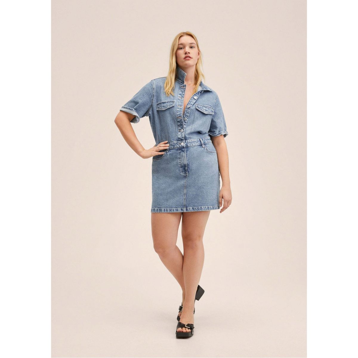 MANGO - Mango Vestido Camisero Denim Mom80 Mujer
