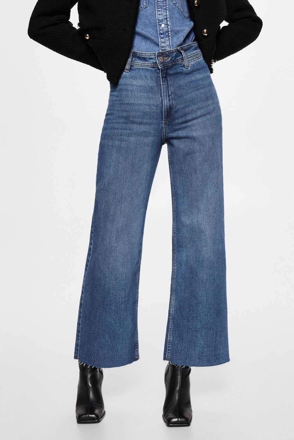 MANGO - Jeans Culotte Catherin Tiro Alto Mujer Mango