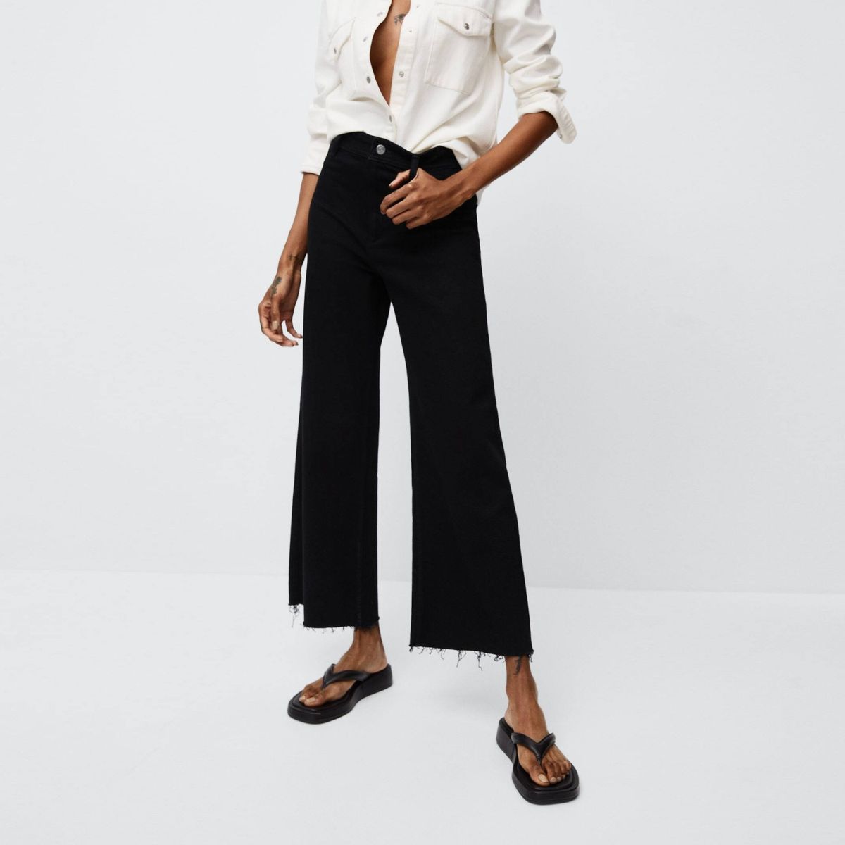 MANGO - Jeans Culotte Catherin Tiro Alto Mujer Mango