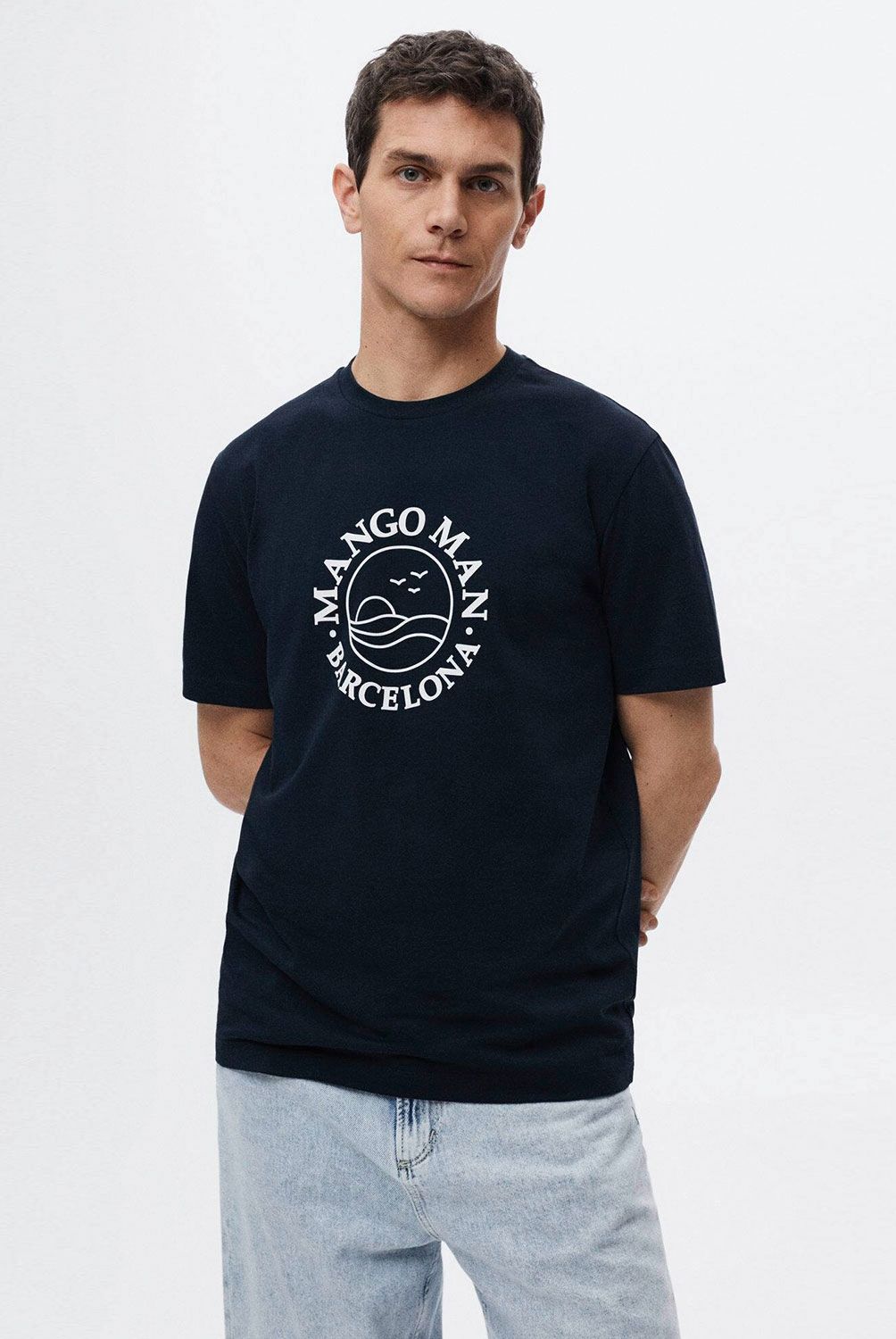 MANGO MAN - Mango Man Mango Polera Algodón Logo Hombre