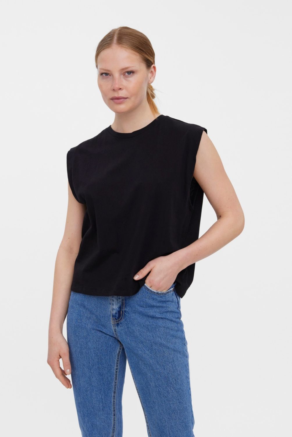 VERO MODA - Vero Moda Polera Lisa Sin Mangas Algodón Mujer