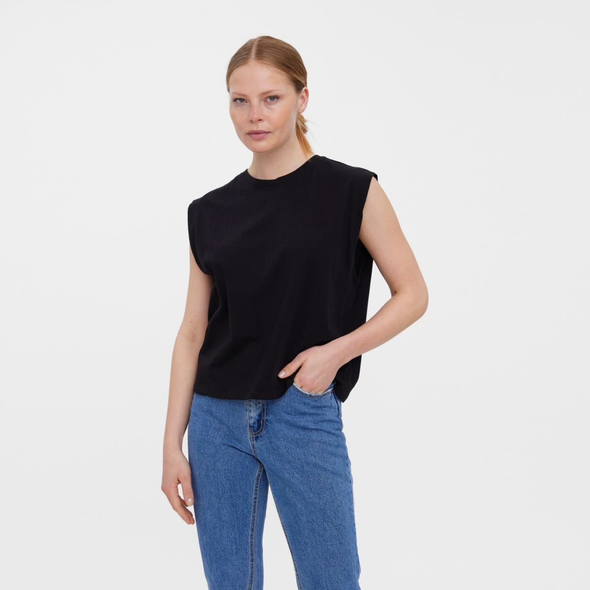 VERO MODA - Vero Moda Polera Lisa Sin Mangas Algodón Mujer