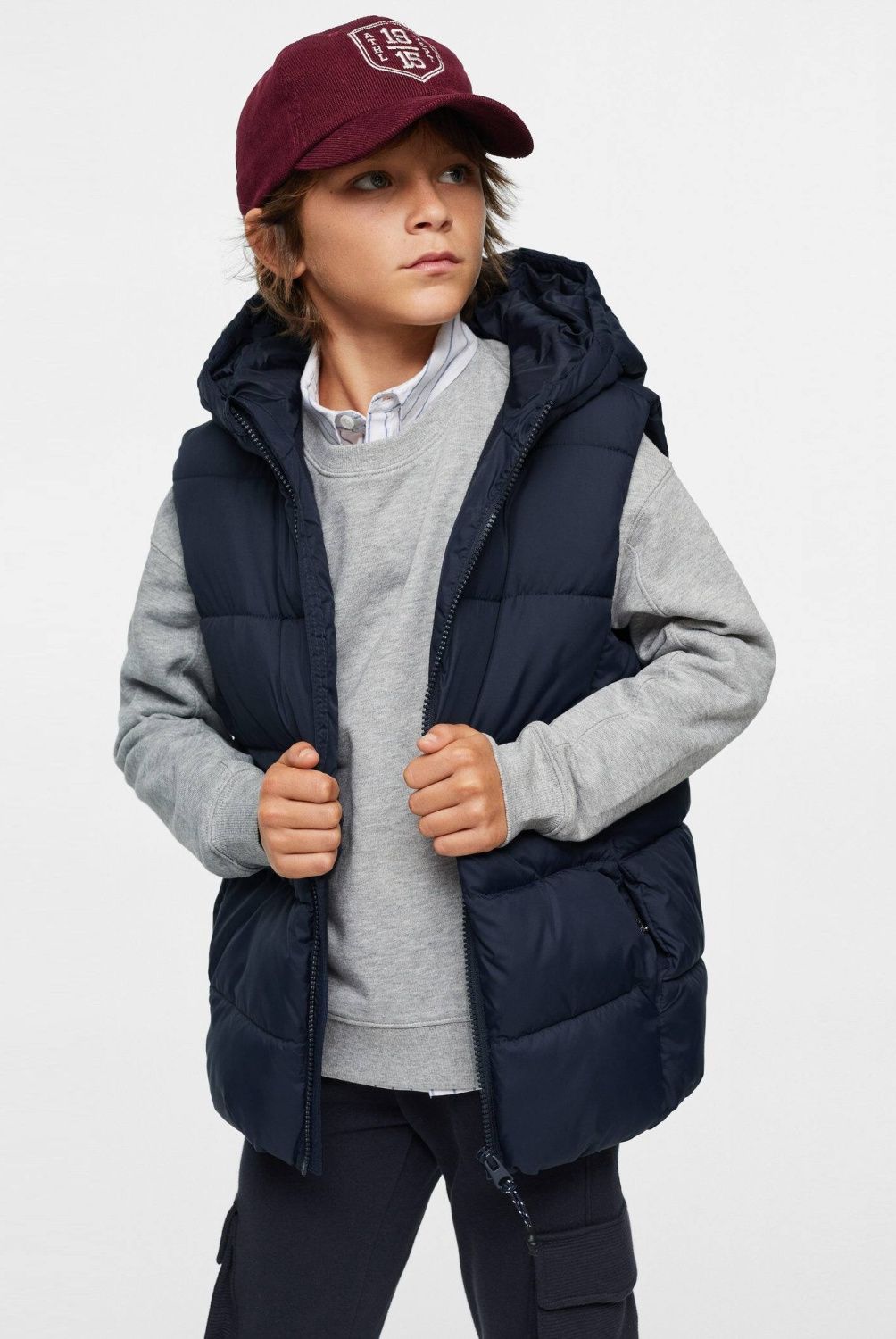 MANGO KIDS - Mango Kids Parka Acolchada Sin Mangas Capucha