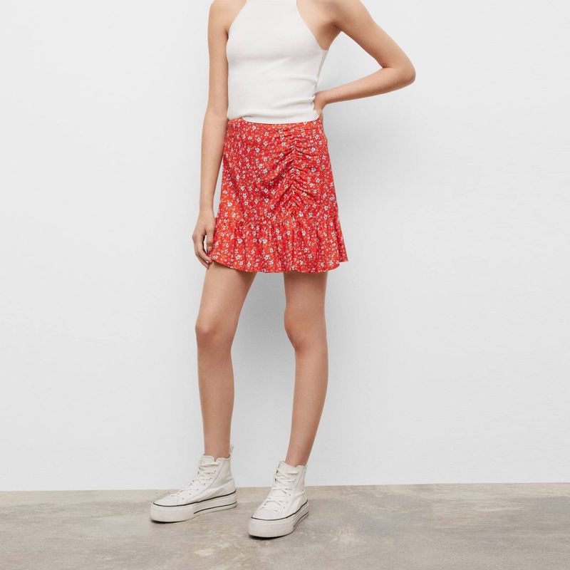 MANGO TEEN - Minifalda Flores Volantes Niña Mango Teen