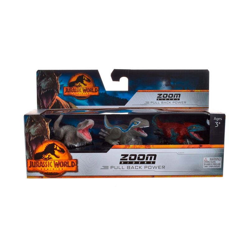 JURASSIC WORLD - Figura De Acción Pack 3 Dinos Vehículo Pullback Jw (Contiene Producto Al Azar Del Surtido) Jurassic World