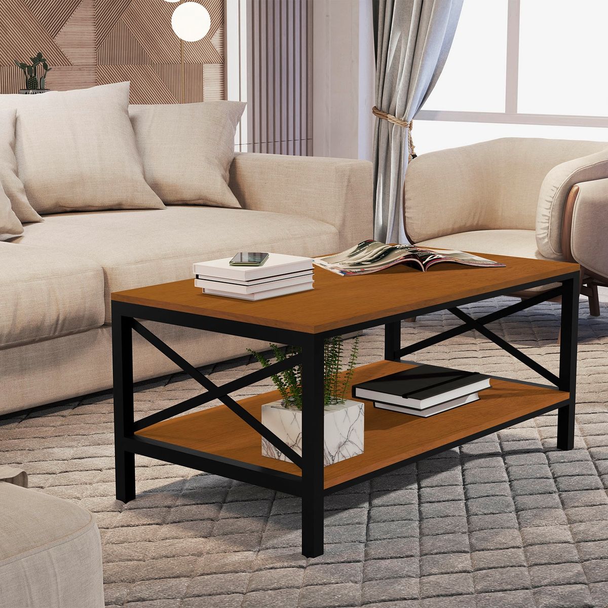 BE DESIGN - Mesa De Centro Industrial Caramelo Be Design