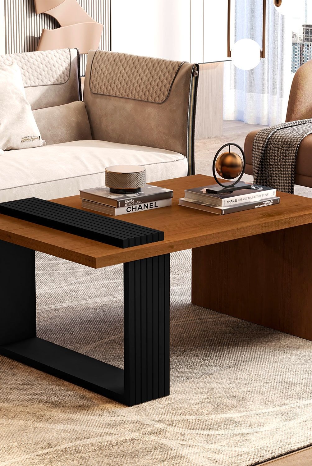 BE DESIGN - Mesa De Centro Boho Caramelo Negro Be Design