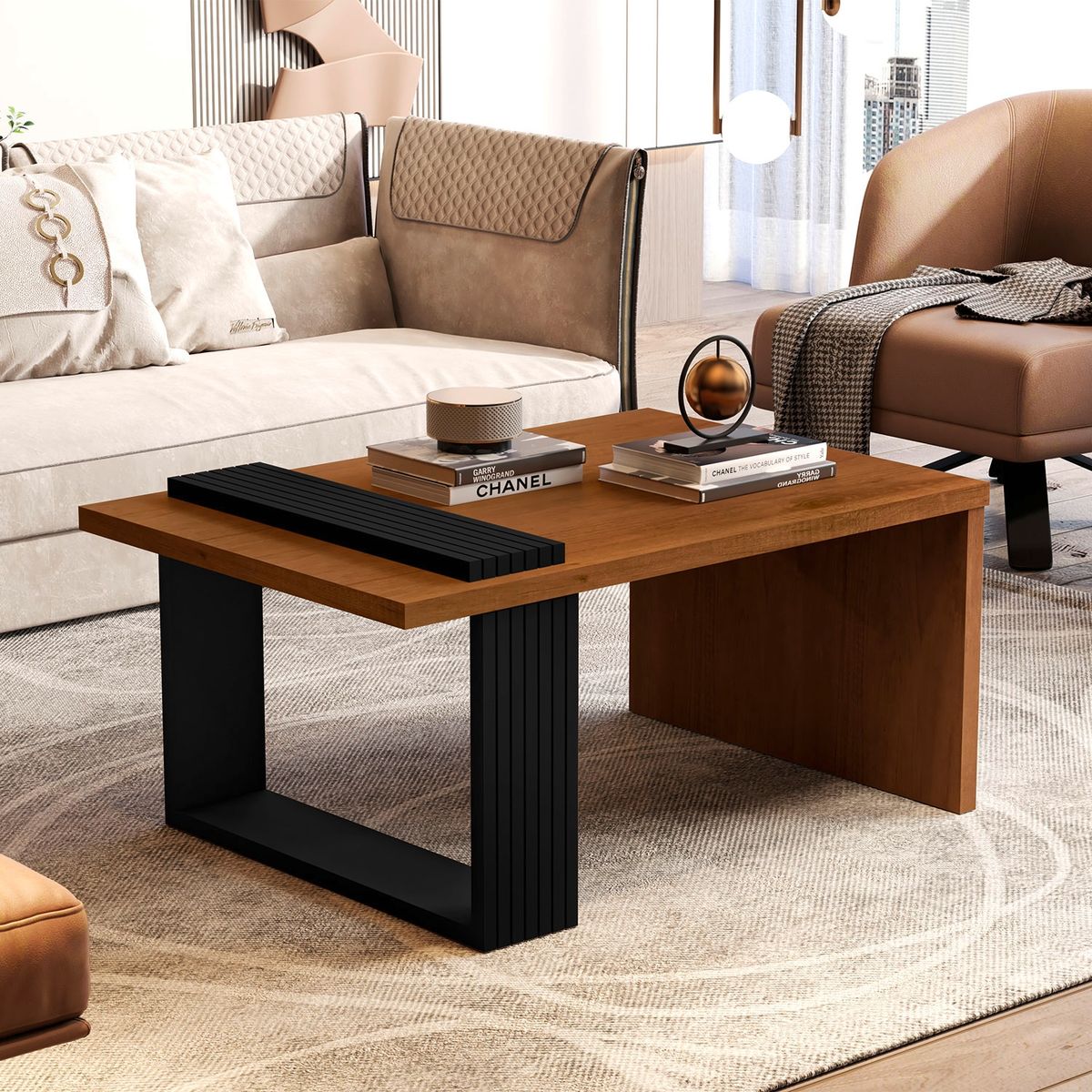 BE DESIGN - Mesa De Centro Boho Caramelo Negro Be Design