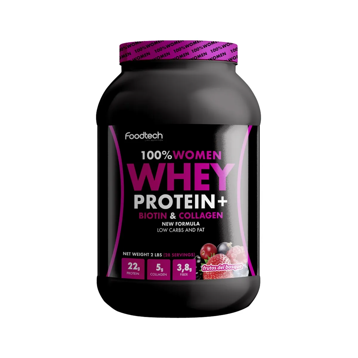 FOODTECH - Proteína Más Biotina Y Colágeno 100% Women Whey 2 Lbs Frutos Del Bosque Foodtech