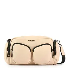 AMPHORA - Cartera Bandolera Mediana Bazan Blanco Crudo