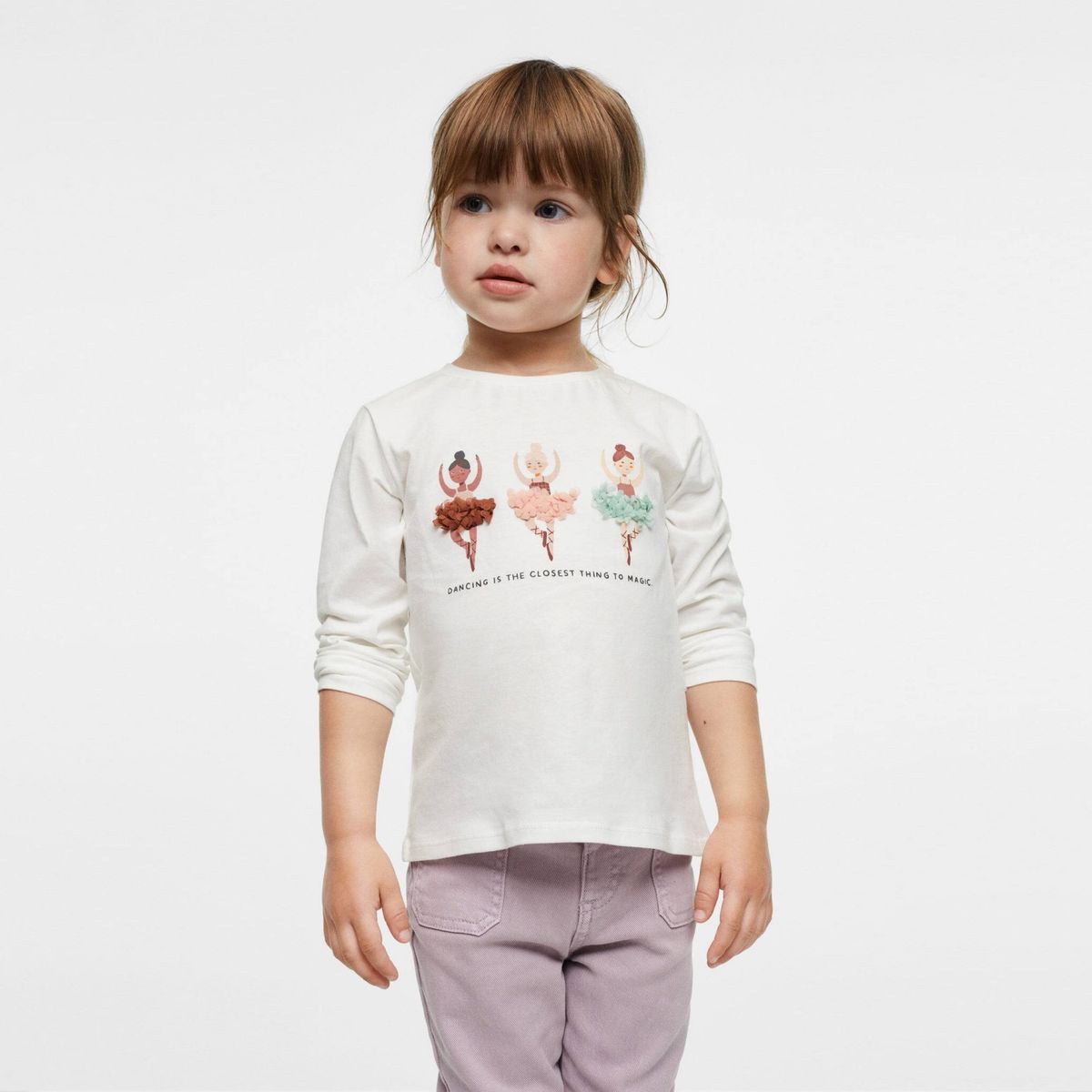 MANGO KIDS - Mango Kids Polera Manga Larga Relieve