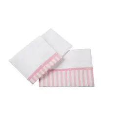 BEE BEE - Juego de Sabana Cuna 90 X 140 Lista Rosa