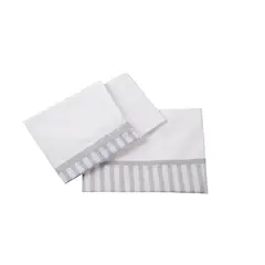 BEE BEE - Juego De Sábanas 1 Plaza 90 X 190 Lista Gris