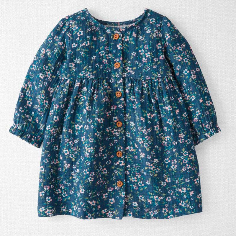 CARTER'S - Vestido Gasa Algodón Orgánico Con Cubre Pañal Bebé Niña Carter's