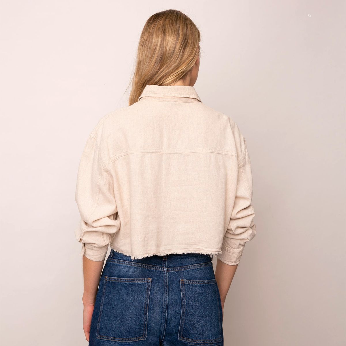 ONLY - Blusa Lino Manga Larga Mujer Only