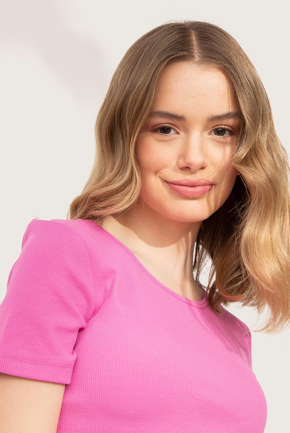 ONLY - Crop Top Algodón Manga Corta Mujer Only