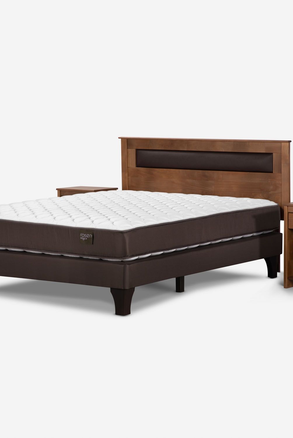 ROSEN - Cama Europea Ergo T 2 Plazas + Respaldo + 2 Veladores Rosen
