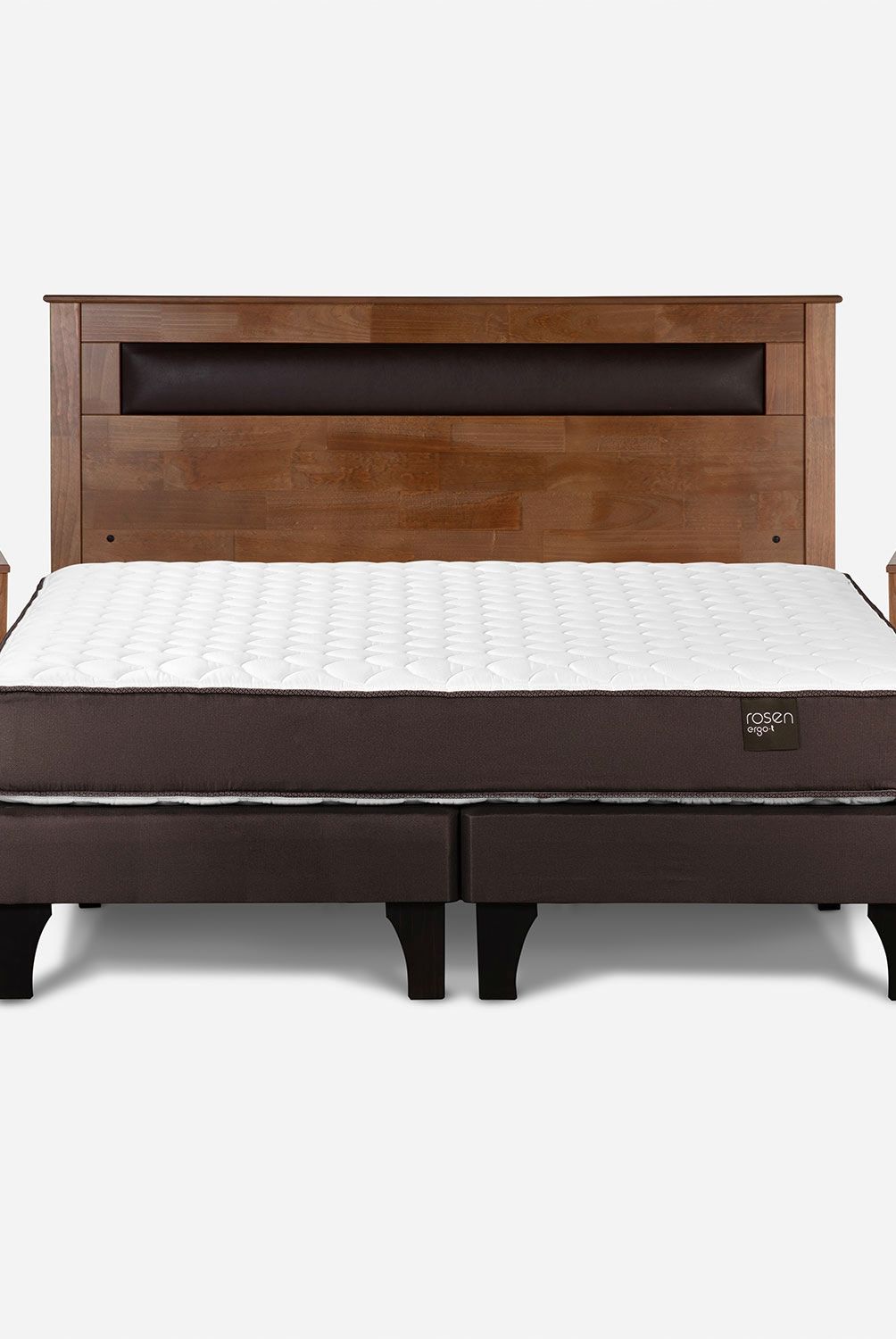 ROSEN - Cama Europea Ergo T 2 Plazas + Respaldo + 2 Veladores Rosen